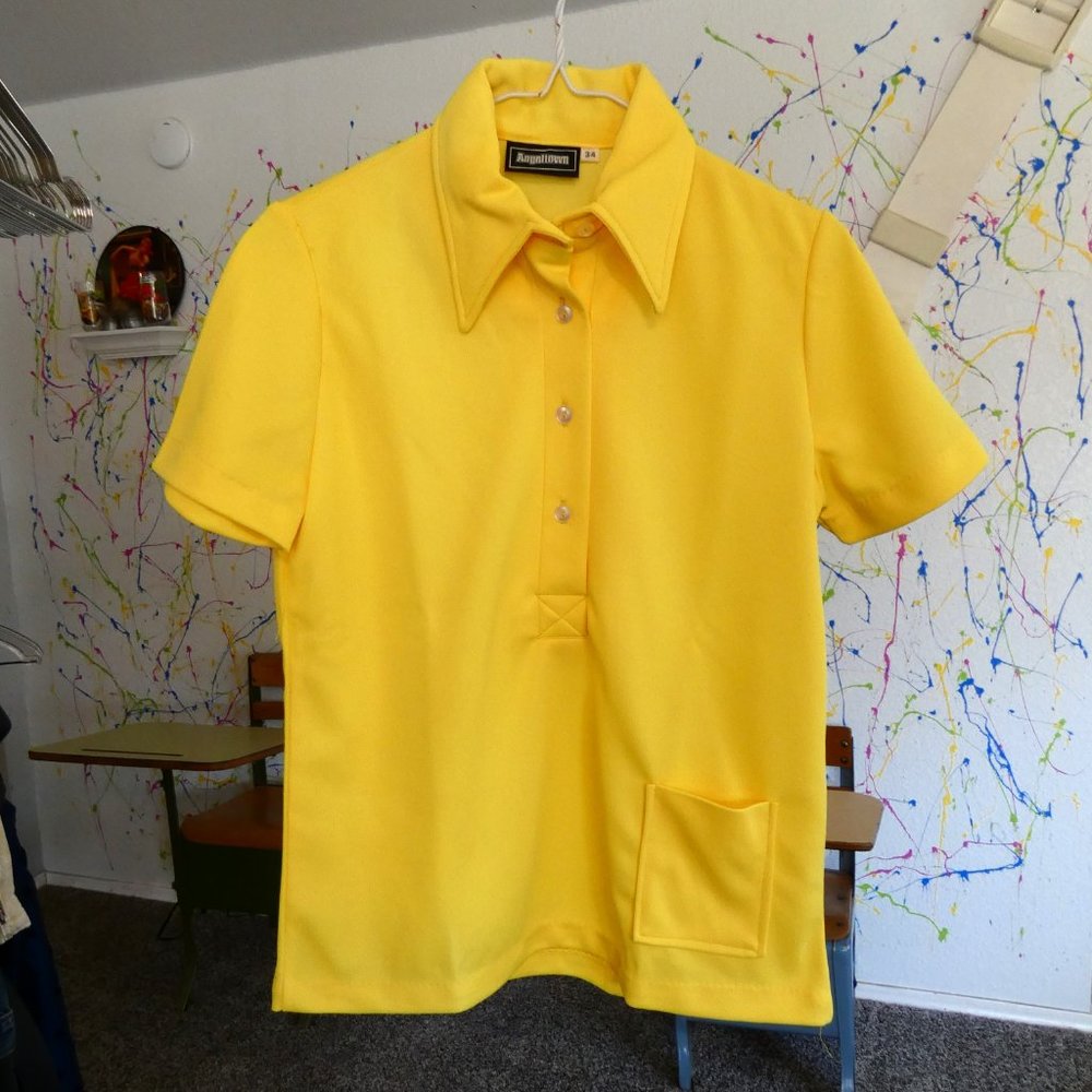Bowling Shirt Yellow Short Sleeves Angeltown